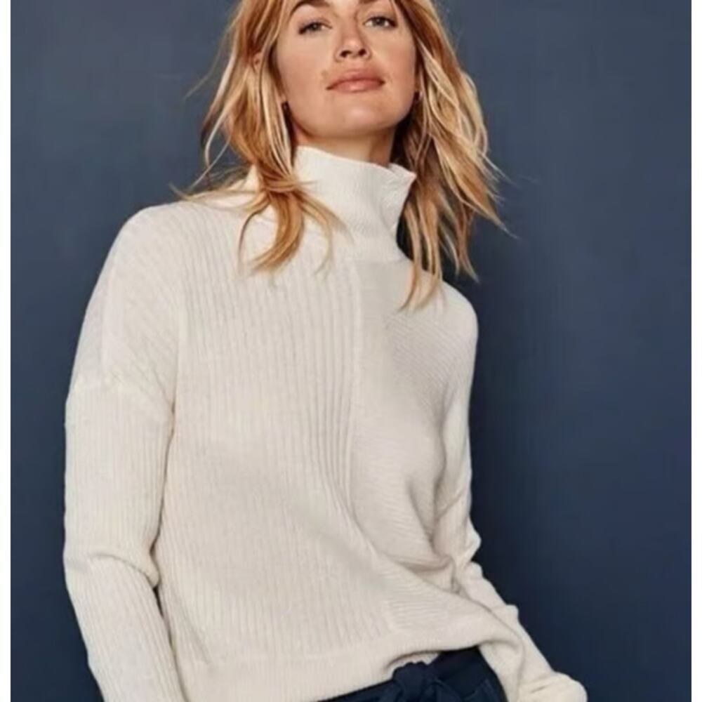 Summersalt The Luxe Cashmere Blend Funnel Neck Sweater Cream Women's Size XS